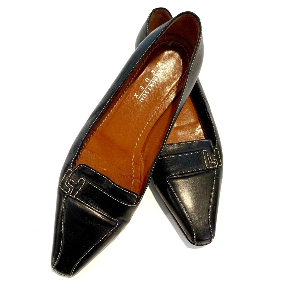 Lambertson Truex Black Leather Pointed Toe Flats